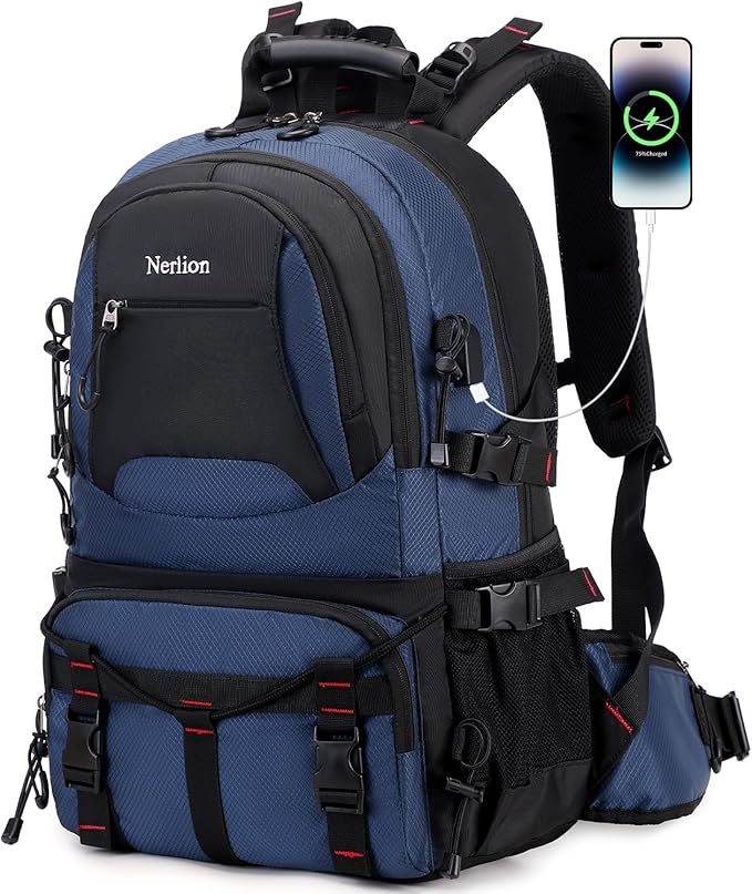 Nerlion 40L Hiking Backpack Travel Backpack for Men Women Camping Waterproof Outdoor Hiking Daypack Lightweight Backpack (Blue)