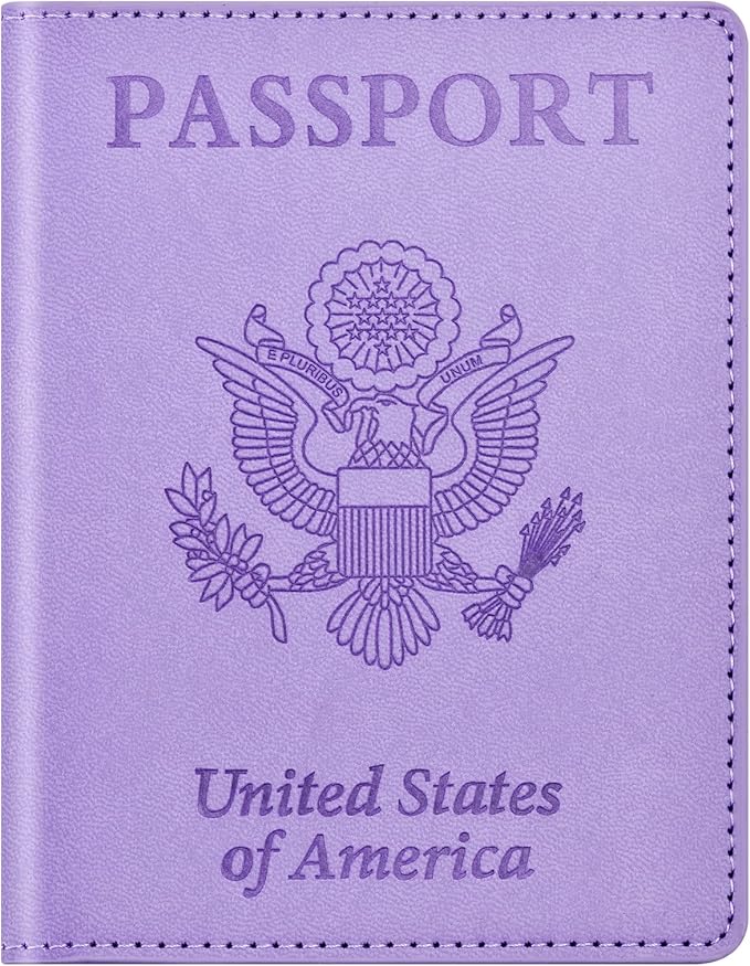 Passport and Vaccine Card Holder Cover Combo, Passport Case /Wallet with Vaccine Card Slot for Women and Men(AL-Purple)