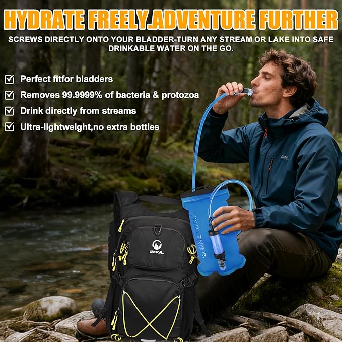 ONETOALL Hydration Backpack 22L, Hiking Backpack with 2L Leakproof Bladder, Sewn-in Rain Cover, Insulated Compartment for Men & Women Running, Cycling, Camping