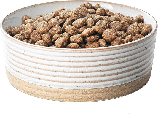 Ceramic Dog Bowls, 4 Cups Food and Water Bowl for Puppy, Small & Medium Sized Dogs, Cute Dog Dish, Easy to Clean, Vanilla White