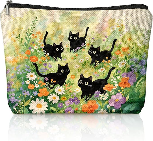 Cat Small Makeup Bag for Cat Lover Gift, Cute Kitty Cosmetic Zipper Travel Toiletry Bag for Daughters, Friends, Cats Girl & Women. Ideal Gifts For Travel, Birthdays, Graduation & Christmas