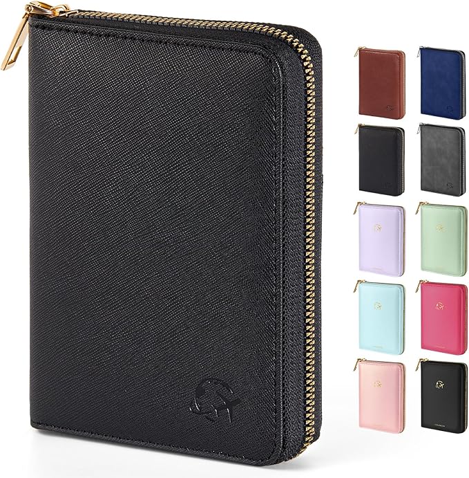 Forvencer Passport Holder Cover with Safe Zipper Closure, Premium Passport Wallet for Travel, Cute RFID Blocking Card Case, Waterproof Travel Accessories for Women, Cross Black