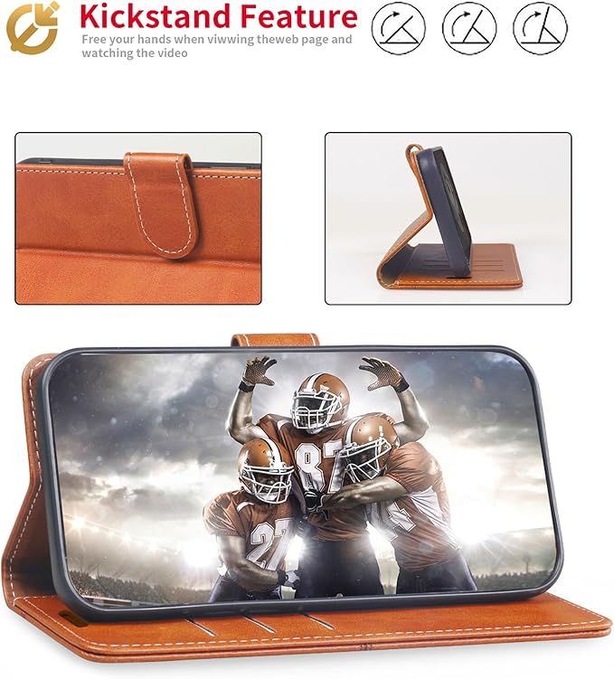 CIVICASE for iPhone 17 Air Wallet Case,PU Leather Flip Case RFID Blocking Credit Card Holder Folio Magnetic Stand TPU Shockproof Cover Compatible with iPhone 17 Air, Brown
