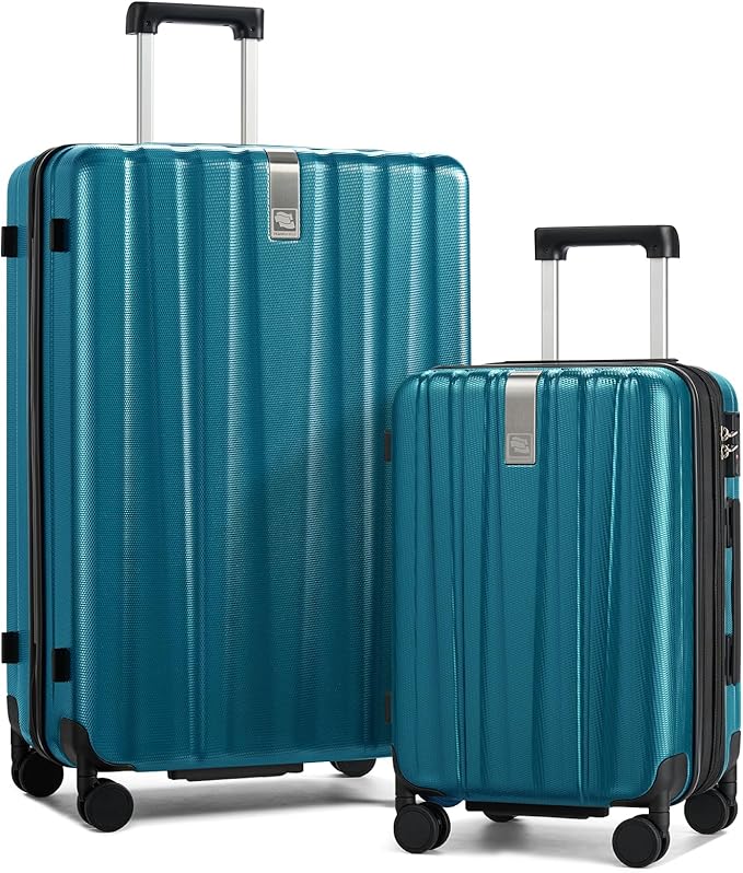 Hanke Expandable Hardshell Luggage Sets 2 Piece Extra Large Suitcases with Lock,28 Inch Luggage with Spinner Wheels, Travel Suitcase for Women Men 20 29Inch,Caribbean Blue