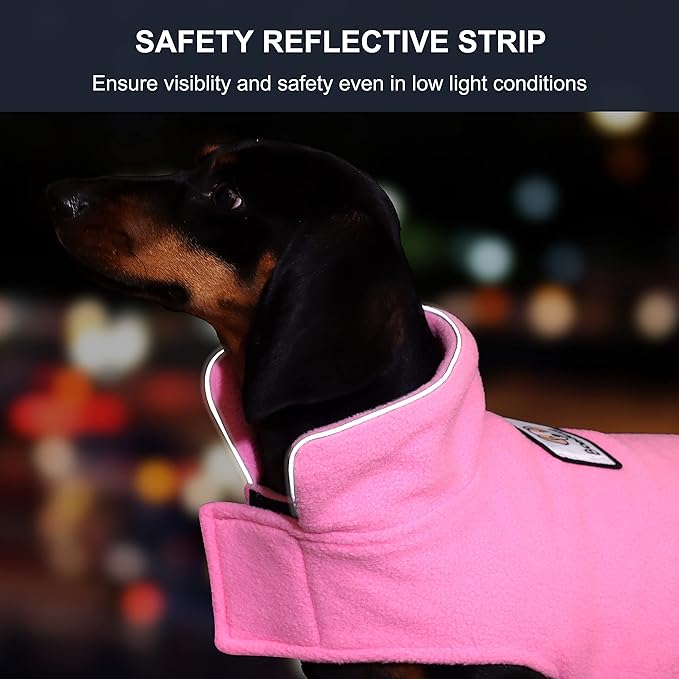 Fleece Dog Coat Winter Pet Jacket Reflective for Cold Weather for Large Medium Small Dogs(Pink,M)