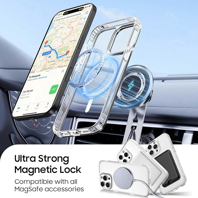 Ntwinro Magnetic for iPhone 14 Pro Clear Case (Compatible with MagSafe) with Blue Detachable Wallet & Card Holder for 3 Cards [RFID Blocking] Military Grade Protective Slim Phone Cover