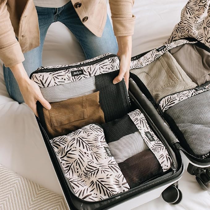 Jadyn Packing Cubes for Travel, 6-Piece Large Packing Cube Organizer Set for Suitcase, Duffel Bag, Luggage, Multiple Sizes Travel Essentials (Desert Foliage)