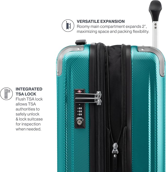 Travelpro Pathways 3 Hardside Expandable Luggage, 8 Spinner Wheels, Lightweight Hard Shell Suitcase, Checked Medium 25 Inch, Kayak