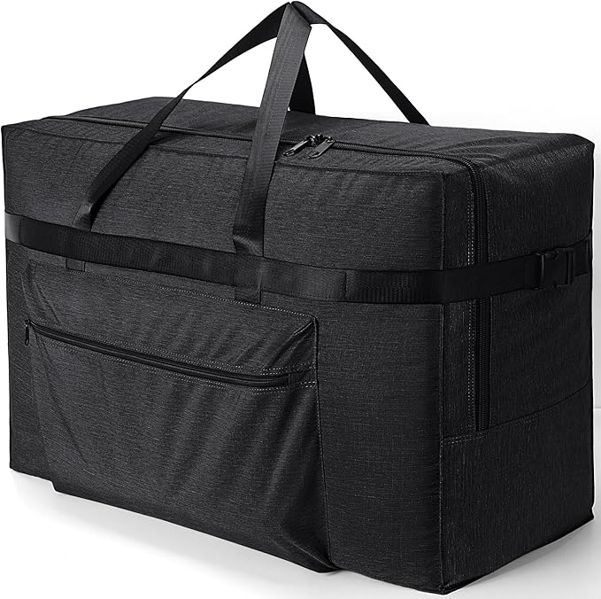 SUNUP Large Duffle Bag for Travel, 120L Foldable Travel Duffel Bag for Men Women, Waterproof Carry On Overnight Weekender Moving Storage Bags, Black