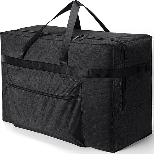 SUNUP Large Duffle Bag for Travel, 120L Foldable Travel Duffel Bag for Men Women, Waterproof Carry On Overnight Weekender Moving Storage Bags, Black