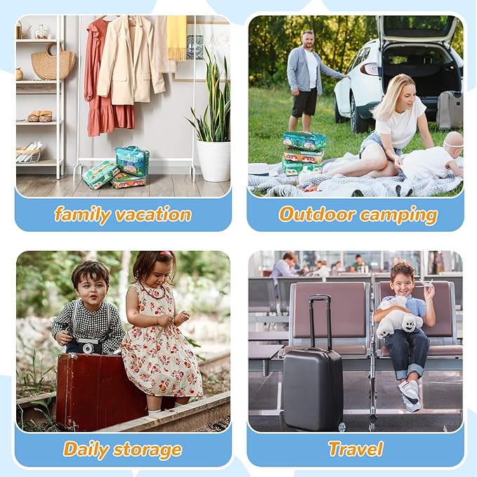 Paterr 7 Pcs Days of Week Packing Cubes Compression Packing Cubes for Kids Summer Camp Travel Daily Outfit Suitcase Organizers Zippered Storage Bag for Cruise Vacation Essentials (Camping)