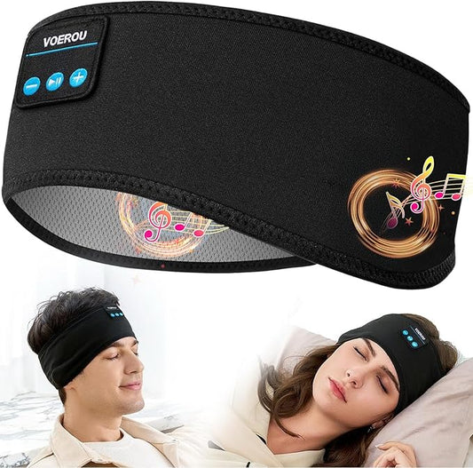 Voerou Sleeping Headphones Bluetooth 5.4 Headband, Wireless Music Eye Mask with HD Stereo Speakers, Headband Headphones for Side Sleepers, Christmas Cool Tech Gadgets Gifts for Men Women Teen Boys
