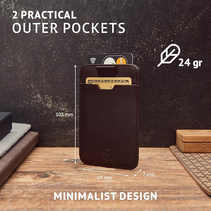 Vaultskin CHELSEA Mens RFID Blocking Slim Leather Card Wallet - Minimalist Front Pocket Cardholder