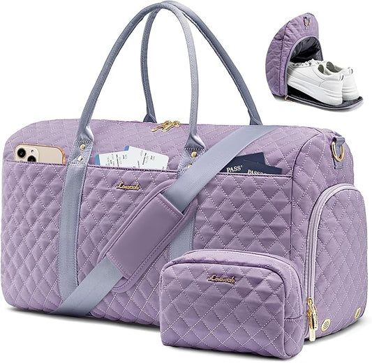 LOVEVOOK Travel Duffle Bag,Weekender Bags for Women Overnight Bag with Shoe Compartment, Carry on with Toiletry Bag,Duffel Bag with Wet Pocket,Hospital Bags for Labor and Delivery
