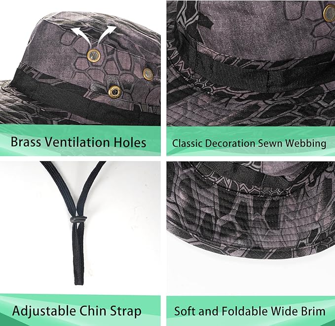 Sun Hats for Men Women Boonie Hat UPF 50+ Bucket Hat Wide Brim UV Protection Fishing Hiking Safari Outdoor Hats