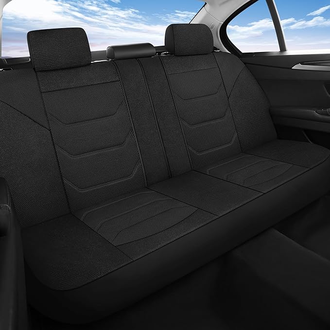 Pariiaotin 3D Air Mesh Car Seat Cover Full Sets Washable and Breathable Premium Cloth Automotive Vehicle Seat Covers for Cars Interior, Universal Fit for Most Cars, Sedan, Truck, SUV(Black)