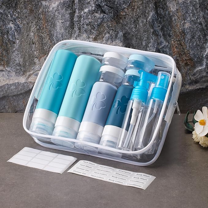 23 Pack Travel Bottles for Toiletries, TSA Approved Travel Shampoo Bottles, Silicone Travel Containers for Toiletries, Leak Proof Refillable Travel Essentials for Liquids Shampoo and Conditioner