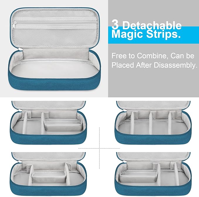 Lacdo Electronic Organizer Travel Cable Organizer Bag Pouch Tech Electronic Accessories Carry Case Portable Double Layers Charger Case for Cable, Cords, Charger, Earphone, Power Bank, Green