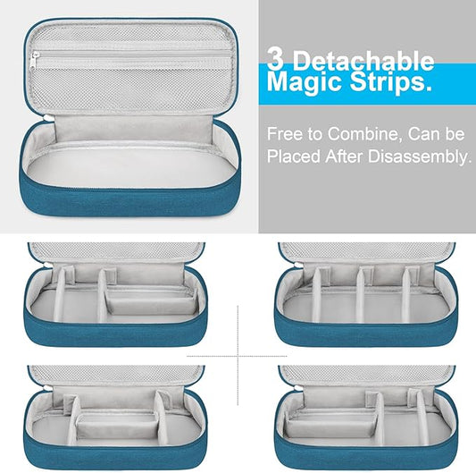 Lacdo Electronic Organizer Travel Cable Organizer Bag Pouch Tech Electronic Accessories Carry Case Portable Double Layers Charger Case for Cable, Cords, Charger, Earphone, Power Bank, Green