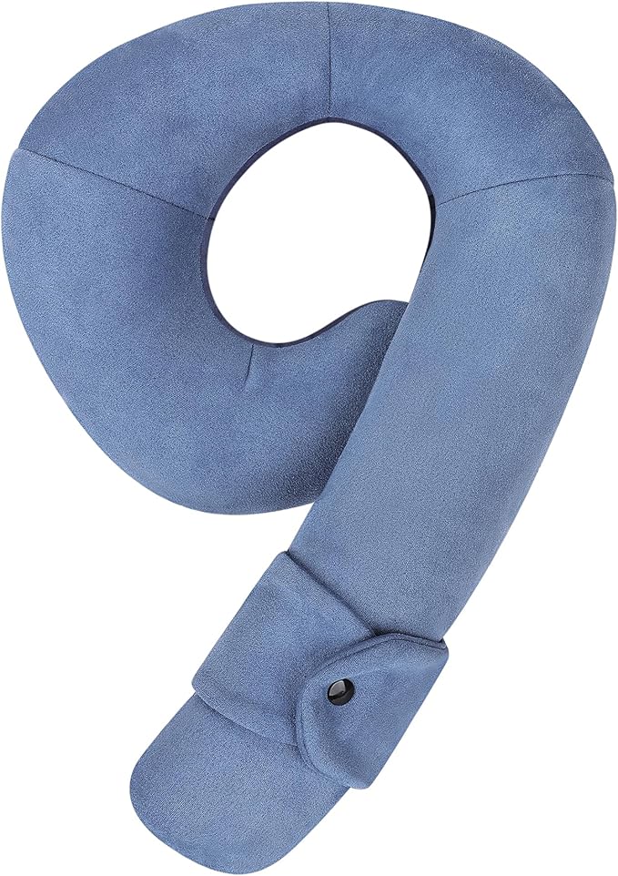 Kids Travel Neck Pillow, Comfortable Head & Chin Support for Car seat & Airplane, Toddler Pillow for Sleeping on Road Trip, Gifts for Child (Light Blue & Dark Blue)