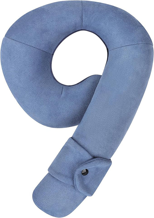 Kids Travel Neck Pillow, Comfortable Head & Chin Support for Car seat & Airplane, Toddler Pillow for Sleeping on Road Trip, Gifts for Child (Light Blue & Dark Blue)