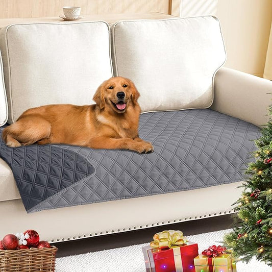 Smiry Waterproof Dog Bed Cover Pet Blanket, Soft Washable Dog Blanket for Furniture Bed Couch Sofa Reversible, Checkered (40"x70", Grey/Dark Grey)