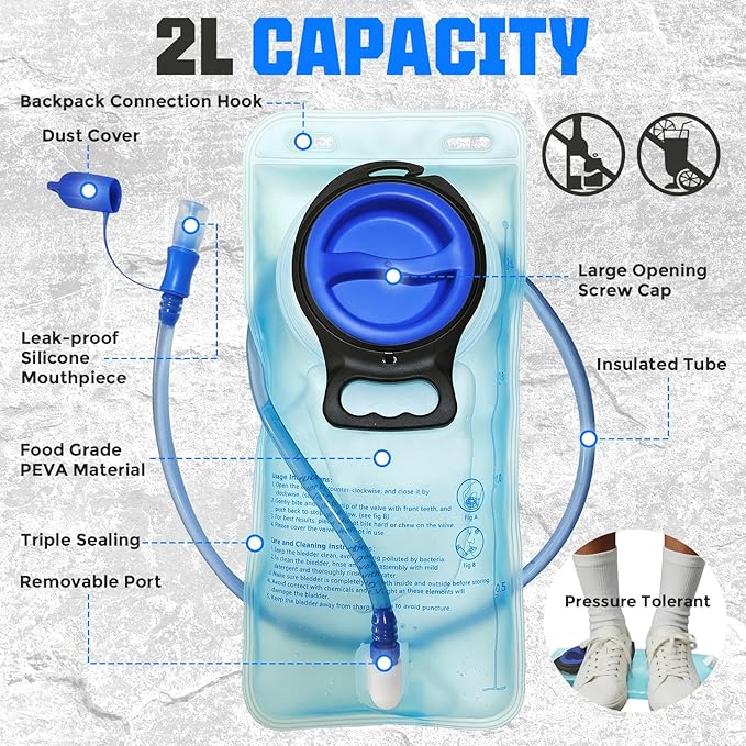 Hydration Vest with 2L Water Bladder for Men and Women,Lightweight Adjustable Hydration Backpack,Reflective Running Vest Chest Bag for Climbing Cycling Hiking