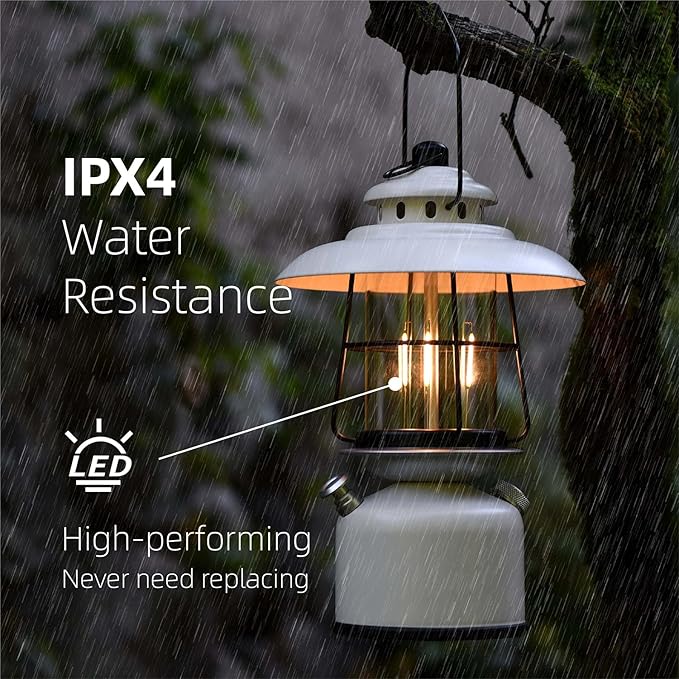 Metal Retro Classic LED Camping Lantern, 6500mAh Rechargeable Battery Last 17-500 Hours Camping Lamp, Large Dimmable Hanging Lantern, Vintage Camping Light with Hook for Courtyard Outdoor Decoration