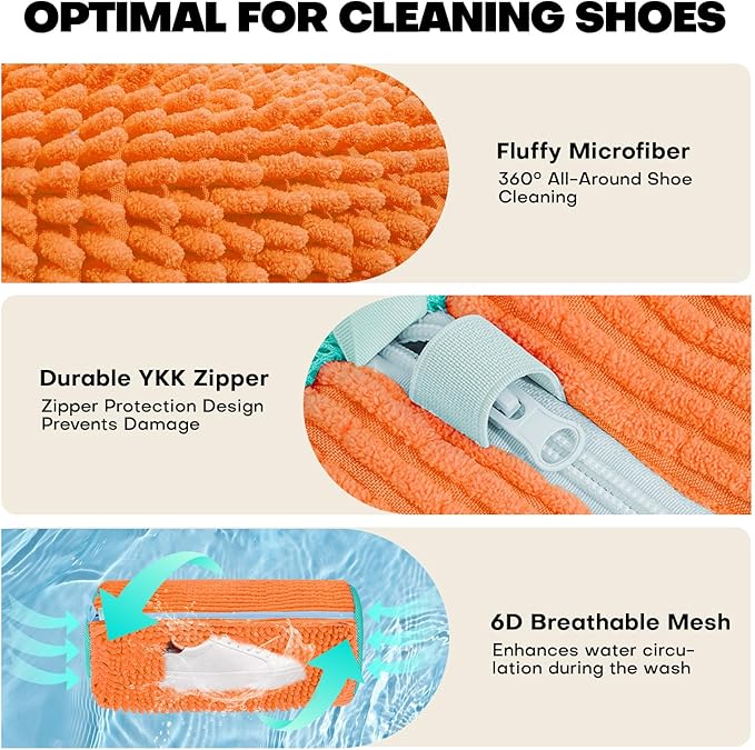 Shoe Washing Machine Bag: Laundry Shoe Bag for Washer and Dryer - 2pc Reusable Shoe Cleaning Bag for Sneaker Tennis Shoes Unstain Cleaner Kit(2 Pcs)