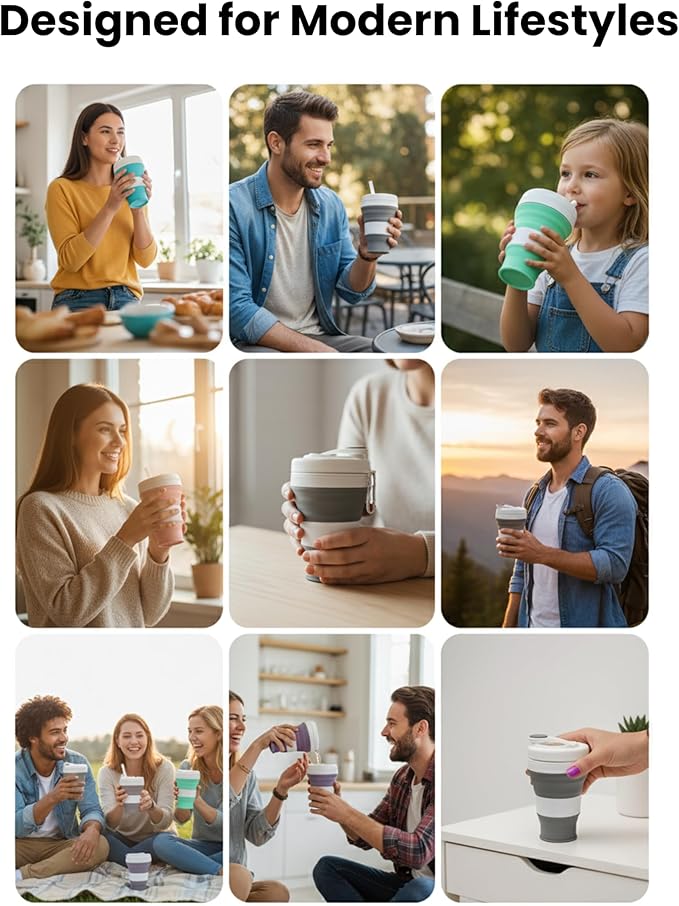 Silicone Folding Water Bottle – Collapsible, Portable, Leakproof & BPA-Free Travel Water Bottle for Hiking, Camping, Gym and Outdoor Adventures