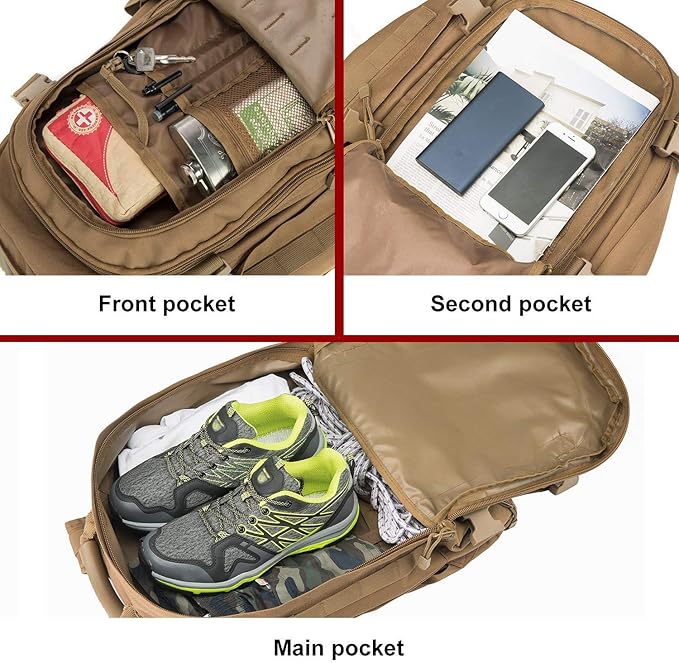 Greencity Laptop Backpacks Tactical 3 Day Expandable Bug Out Bag Classic Case Travel Hiking，Coyote