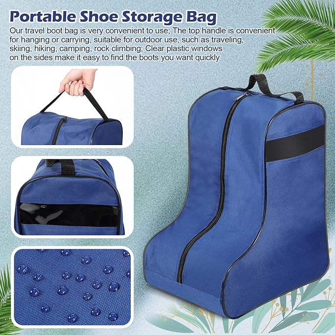 1 Pc Boot Bags for Cowboy Boots Portable Storage Bag for Travel Long Tube Shoes Bags Men Tall Shoe with Handle for Home (Dark Blue)