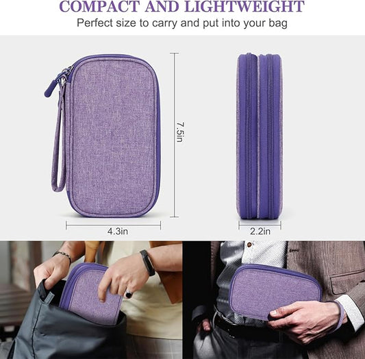 FYY Travel Cable Organizer Pouch Electronic Accessories Carry Case Portable Waterproof Double Layers All-in-One Storage Bag for Cord, Charger, Phone, Earphone Dark Purple