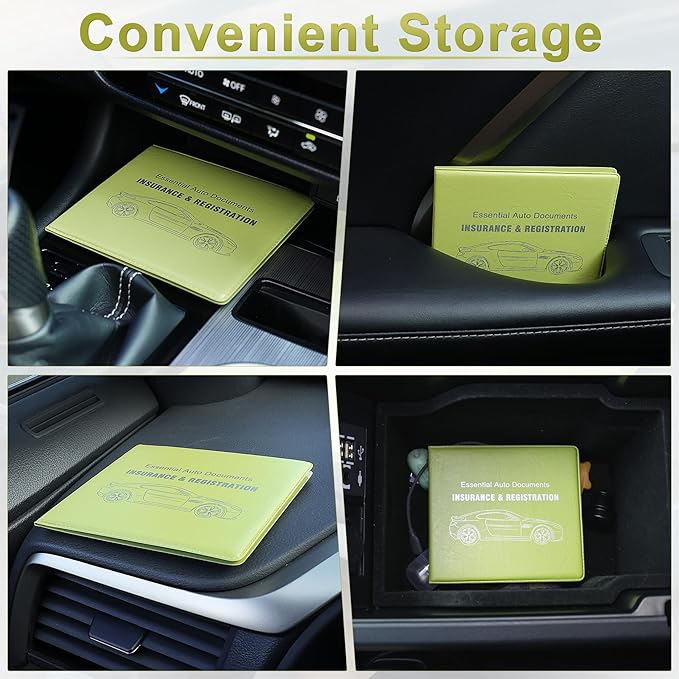 UYYE Car Registration and Insurance Card Holder, Vehicle Glove Box Car Organizer, Interior Car Accessories for Documents, Cards, License - 2 Pack