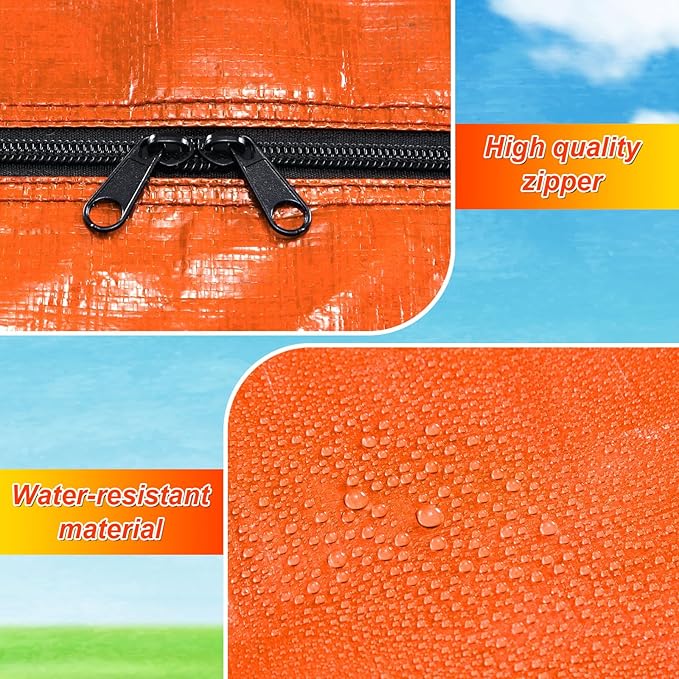 4 Pcs 96 Gallon Large Moving Bags with Zipper and Handles Foldable Storage Duffle Bags Heavy Duty Extra Large Totes for College Dorm Travel Clothes Blankets Bedding Moving (Orange)