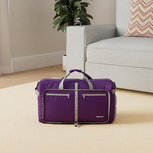 Gonex 40L 60L 80L 100L 150L Large Foldable Travel Duffle Bag with Shoes Compartment, Packable Lightweight Water Repellent Duffel Bag for Camping Gym Weekender Bag