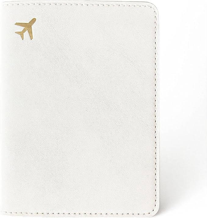 PU Leather Passport Holder Covers Case, Waterproof Rfid Blocking Travel Wallet Passport Holder(Cream)