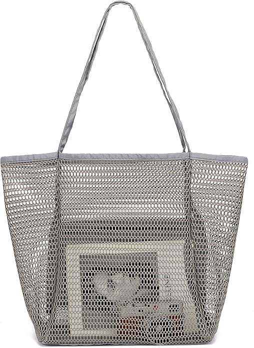 Mesh Beach Bag for Women, Casual Hobo Bags Large Beach Tote for Pool Travel Cruise Vacation Essentials