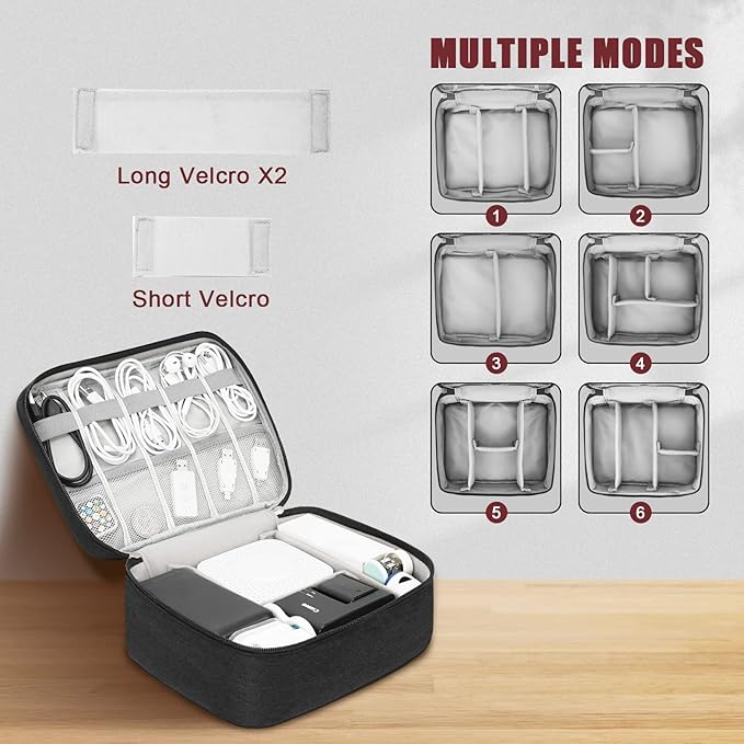 Electronic Organizer Travel Universal Cable Organizer Electronics Accessories Bag for Cable, Charger, Phone, USB, SD Card,1Pack