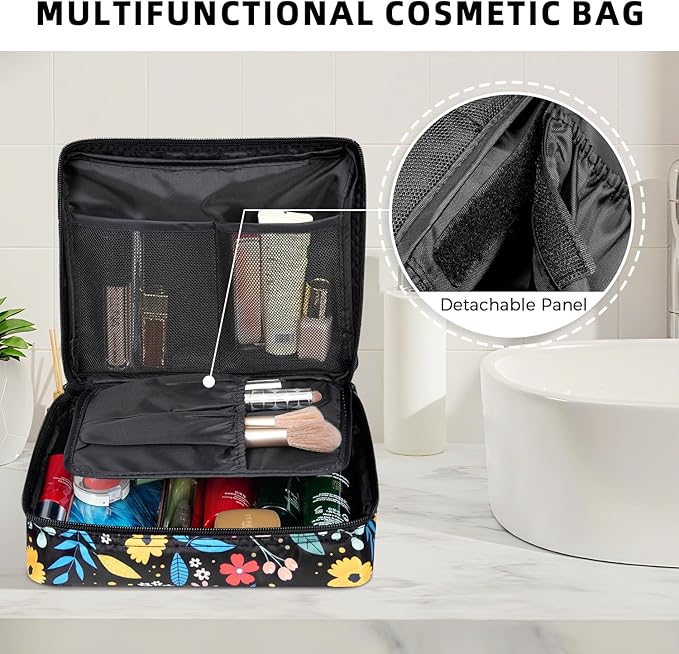 BAGAIL 8 Set Packing Cubes Luggage Packing Organizer Bags for Travel Accessories-Black Floral