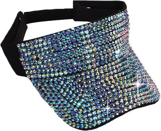 Bling Shiny Rhinestone Sports Sun Visor Hat for Women Summer Adjustable Breathable Beach Visor Caps Running Golf Sun Hat