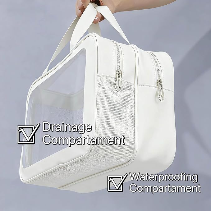 Travel Toiletry Bag for Women and Men, Matte Translucent Toiletry Waterproof Toiletry Bag, Makeup Cosmetic Organizer Bag for Travel Toiletries Accessories White