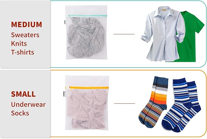 Mesh Laundry Bag for Delicates, Wash Bag for Underwear and Lingerie, Makeup Organizer Bag (3 Medium, 3 Small)