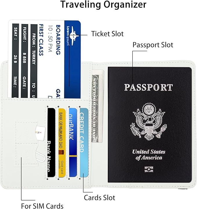 Passport Holder for Women and Men PU Leather Passport Cover for Travel (American Vintage Route 66)