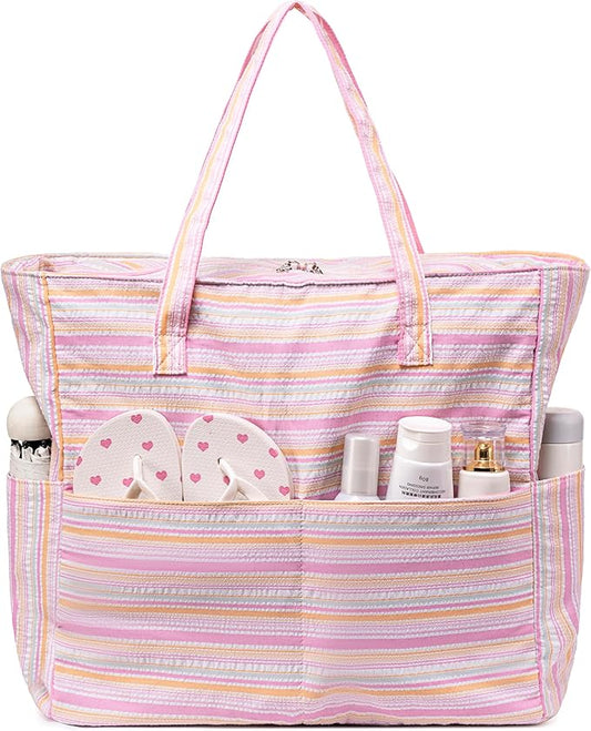 Bluboon Waterproof Beach Tote Pool Bags for Women Ladies Extra Large Carry On Bag With Wet Compartment for Weekender Travel