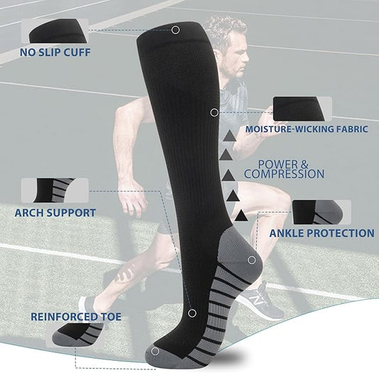 fenglaoda Compression Socks for Women Men Support Circulation 6 Pairs Socks For Nurse, Travel, Flight