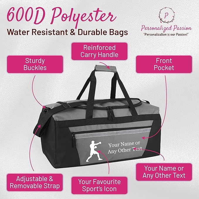 Personalized Sports Duffel Bags for Men and Women - 22” Customized Travel Duffle with Name & Volleyball Design - Water Resistant Two-Toned Overnight Weekender Bag - Red