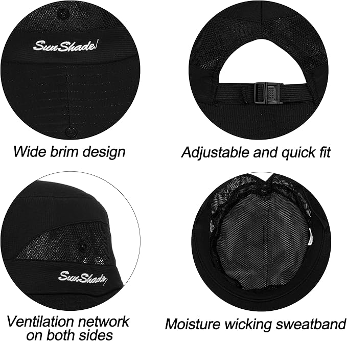 Women's Outdoor UV-Protection-Foldable Sun-Hats Mesh Wide-Brim Beach Fishing Hat with Ponytail-Hole