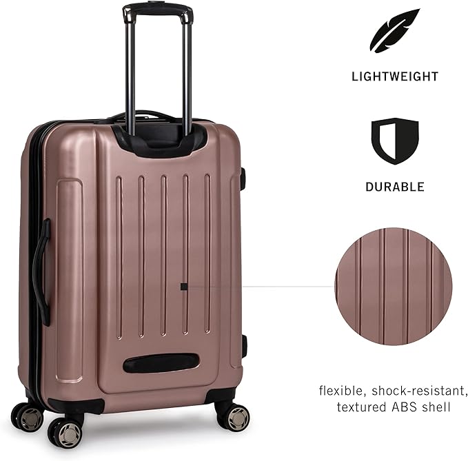 Kenneth Cole REACTION Renegade Luggage Expandable 8-Wheel Spinner Lightweight Hardside Suitcase, Rose Gold, 20-Inch Carry On