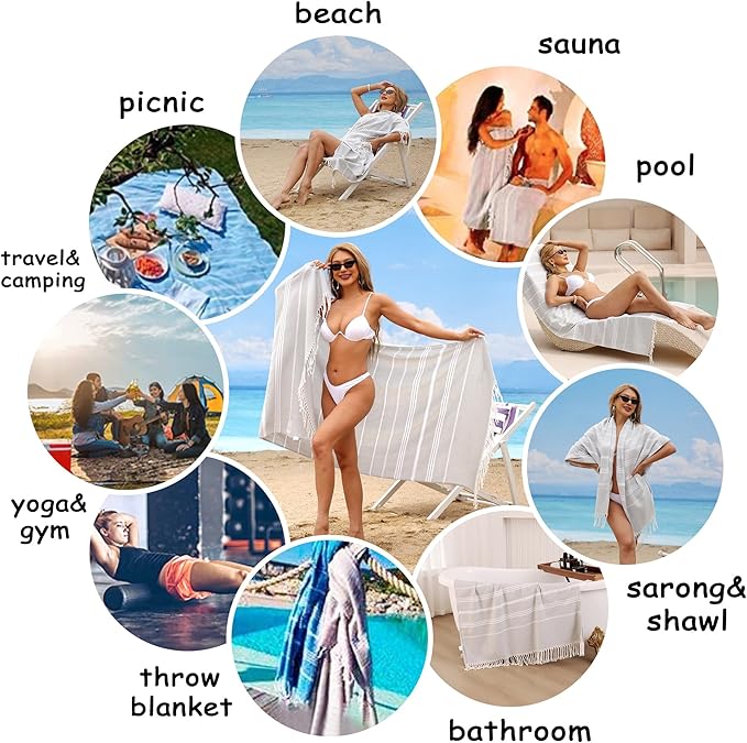 Beach Towel 2 Pack,Sand Free Beach Towels Oversized 39 x 72,Turkish Beach Towel Quick Dry Towel,Lightweight Pool Towels for Adults Travel Towel,Cool Beach Essentials Super Absorbent Towels